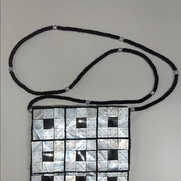 Black and White shell mother of pearl Crossbody Bag one size preowned - Picture 2 of 9